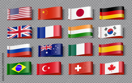 National flags of the world set. Vector illustration on transparent background. Ready for your design. EPS10.	