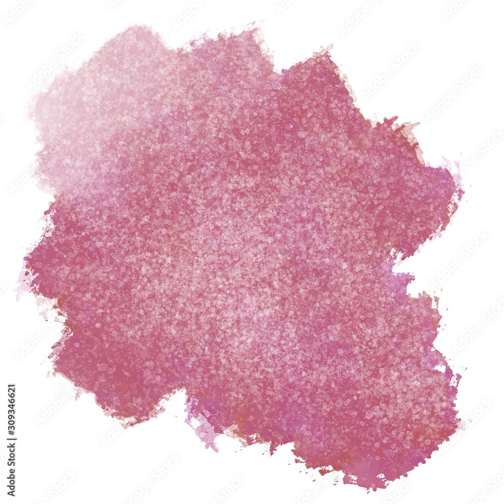 pink crushed hand drawn watercolor stain  on white background