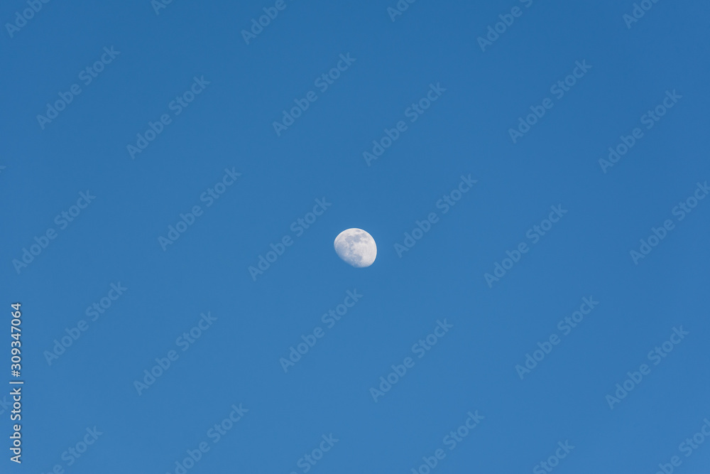 The moon in a clear blue sky The moon in a clear blue sky