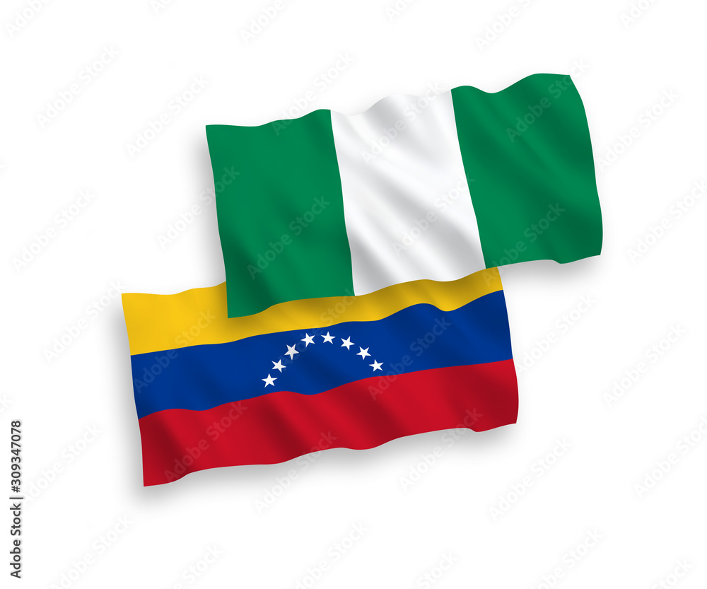 Flags of Venezuela and Nigeria on a white background
