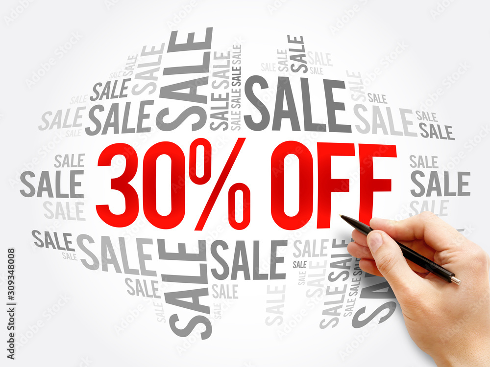 30% OFF Sale word cloud collage, business concept background