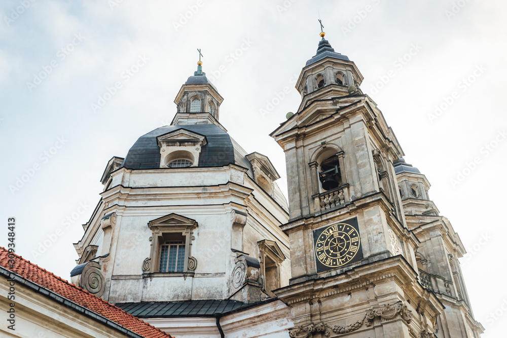 Fototapeta premium Pazaislis Monastery church in Kaunas, Lithuania. Sunny autumn day.