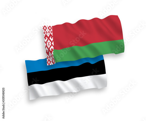 Flags of Belarus and Estonia on a white background