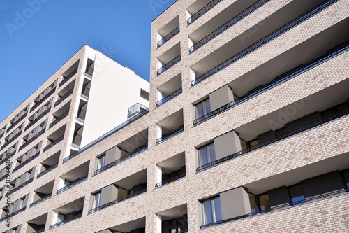 Modern and new apartment building. Multistoried modern  new and stylish living block of flats.