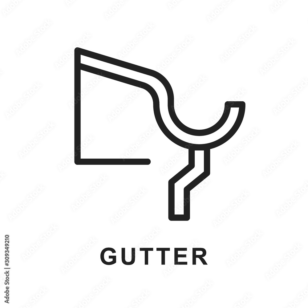 Gutter icon on white background. Vector sign Gutter icon on white background. Vector sign
