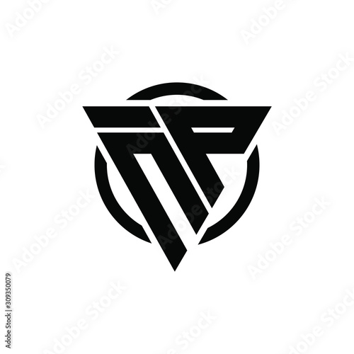 NP PN Triangle Logo Circle Monogram Design Vector Super Hero Concept