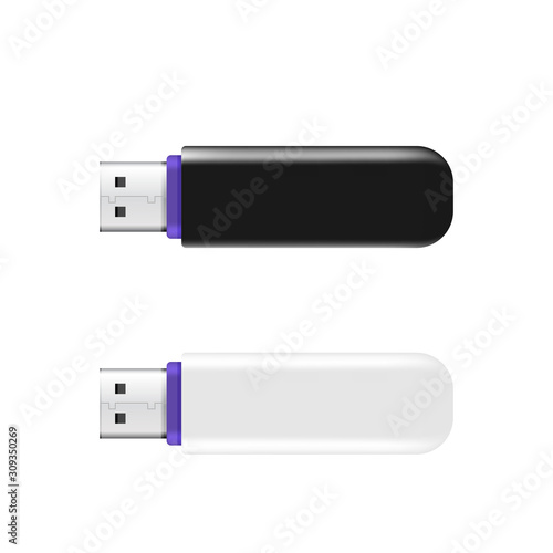 Universal flash drive isolated on the white background. USB Memo
