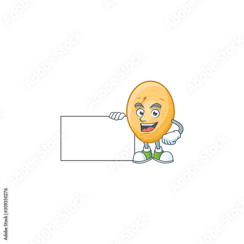 cute potato cartoon character with a board