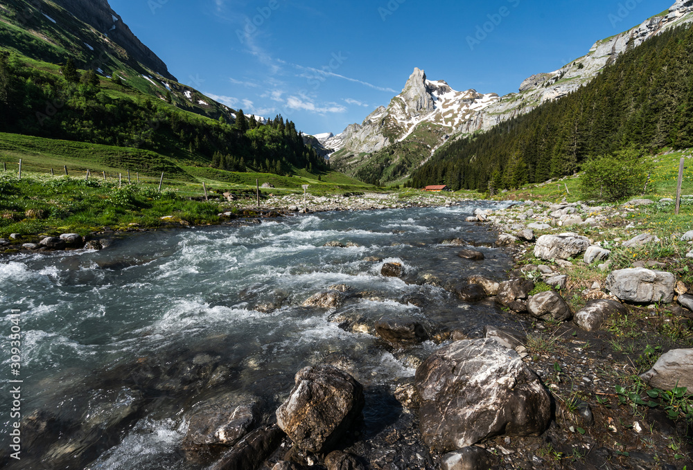 Alpine river in the Swiss Alps
