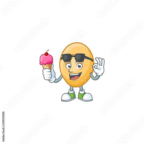 Cute potato cartoon character with ice cream