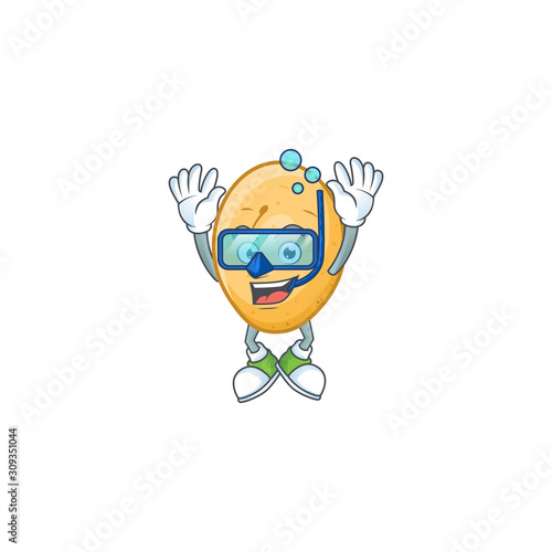Funny potato mascot design with Diving glasses
