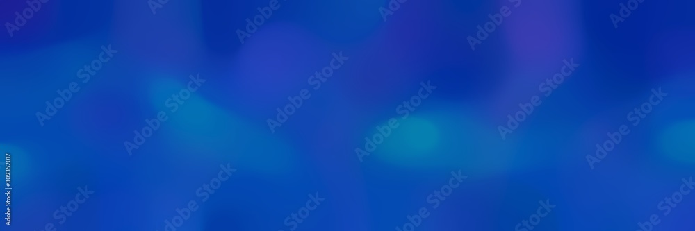 blurred bokeh horizontal background with strong blue, dark slate blue and dark blue colors and space for text