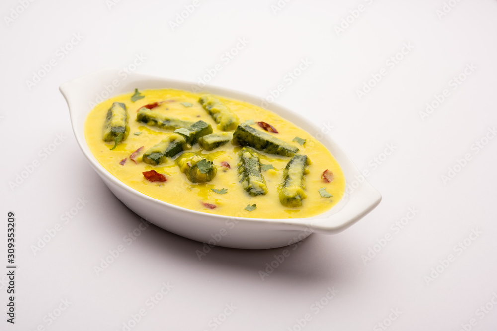 ladies finger or bhindi curry / okra masala gravy. selective focus ladies finger or bhindi curry / okra masala gravy. selective focus