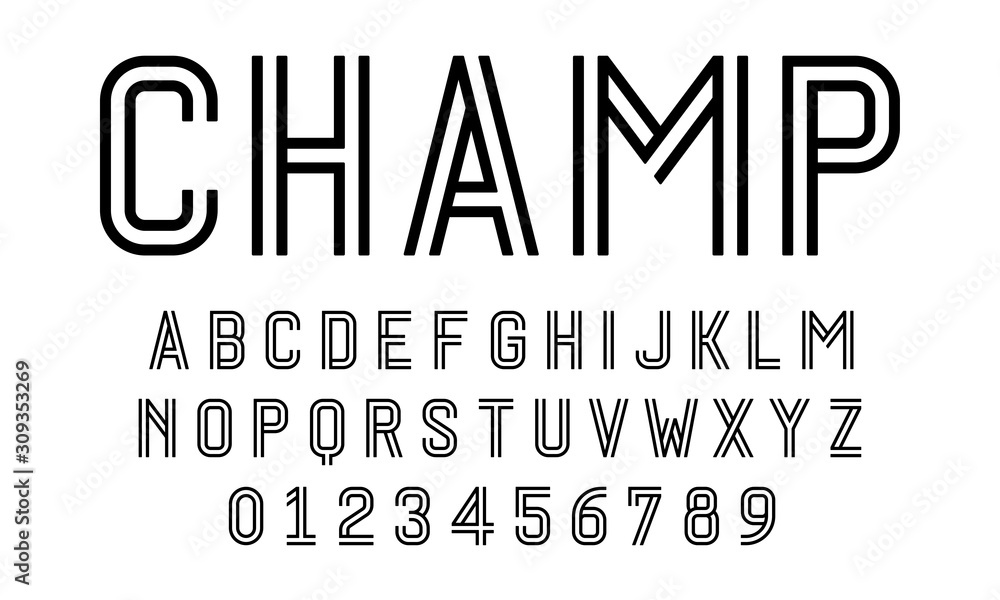 Obraz premium Set of alphabets font letters and numbers modern abstract design with lines vector illustration