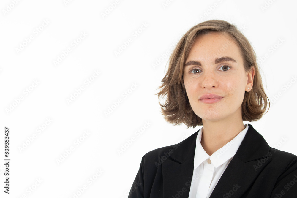 Portrait of young business woman on white isolated background. Portrait of young business woman on white isolated background.