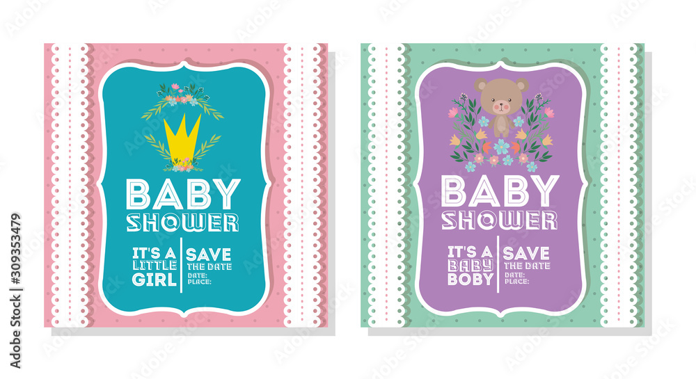 Baby shower invitation with bear cartoon vector design Baby shower invitation with bear cartoon vector design