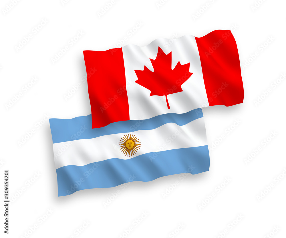 Flags of Canada and Argentina on a white background Flags of Canada and Argentina on a white background