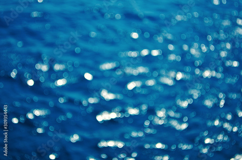 Blurred blue sea water for background. Color of the year 2020 Classic Blue. - Image