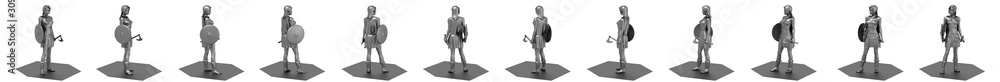 warrior woman character, 3D rendering, illustration warrior woman character, 3D rendering, illustration