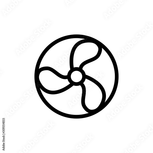 Fan icon vector. A thin line sign. Isolated contour symbol illustration