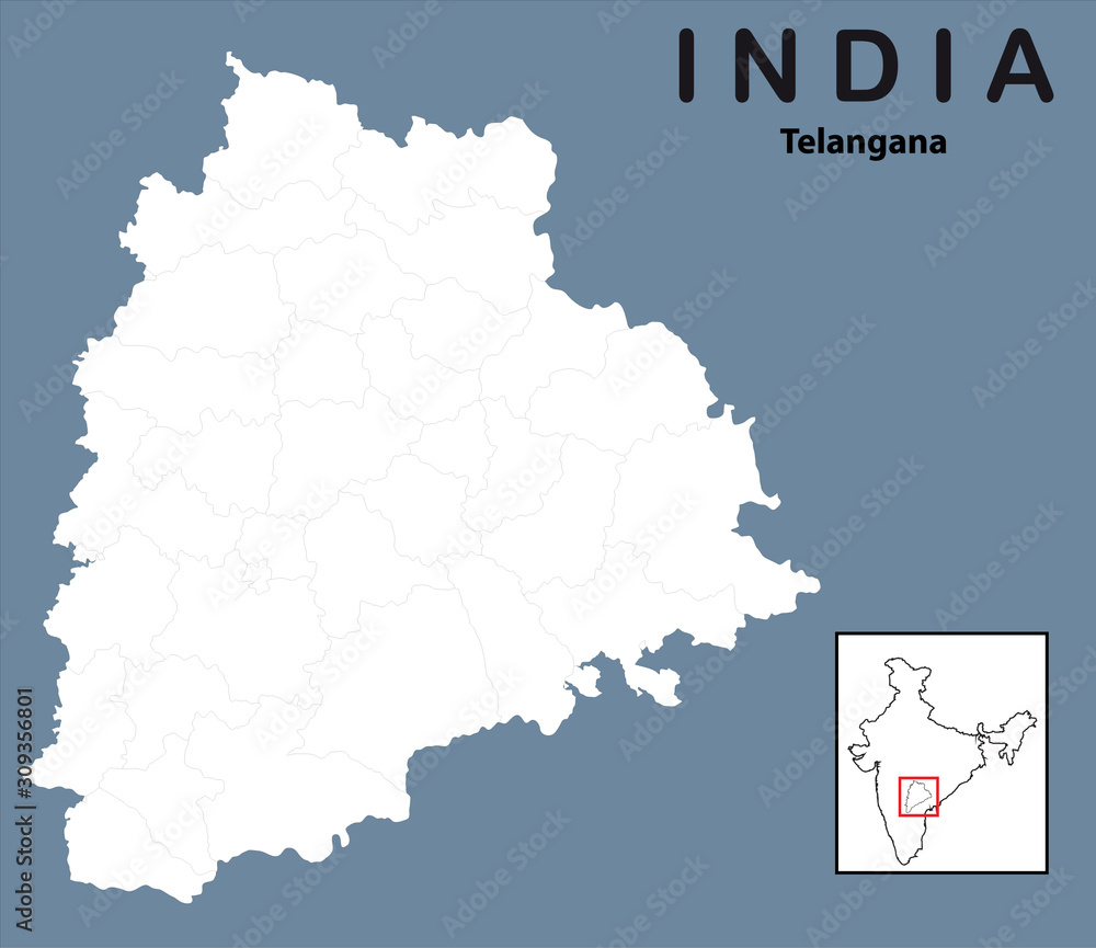 Fototapeta vector illustration of Telangana map outline