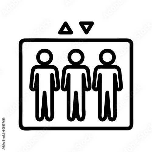 lift and people icon vector. A thin line sign. Isolated contour symbol illustration
