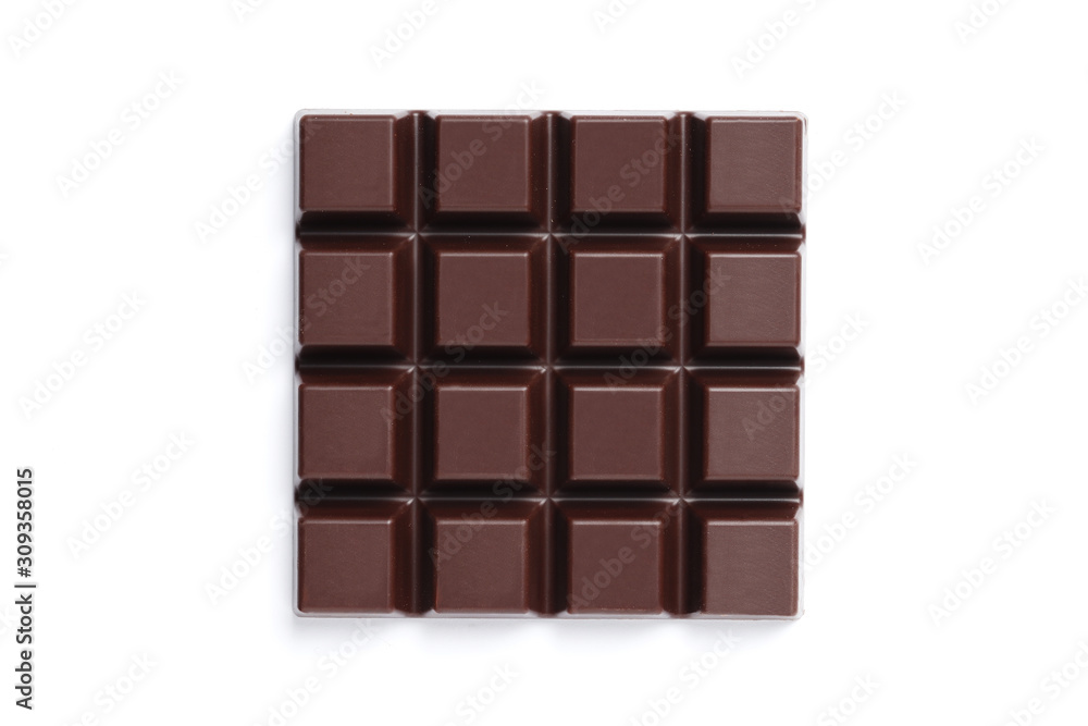 Black chocolate bar isolated on a white background. Black chocolate bar isolated on a white background.