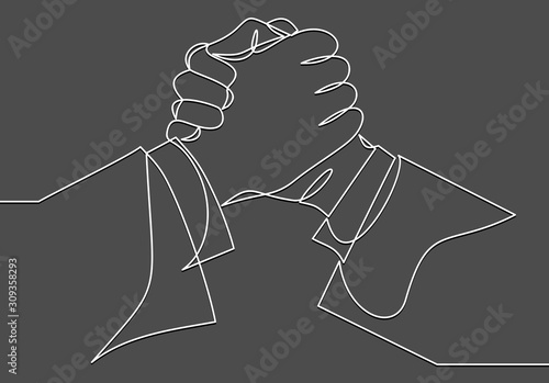 Handshake continuous line drawing. Business agreement  concept