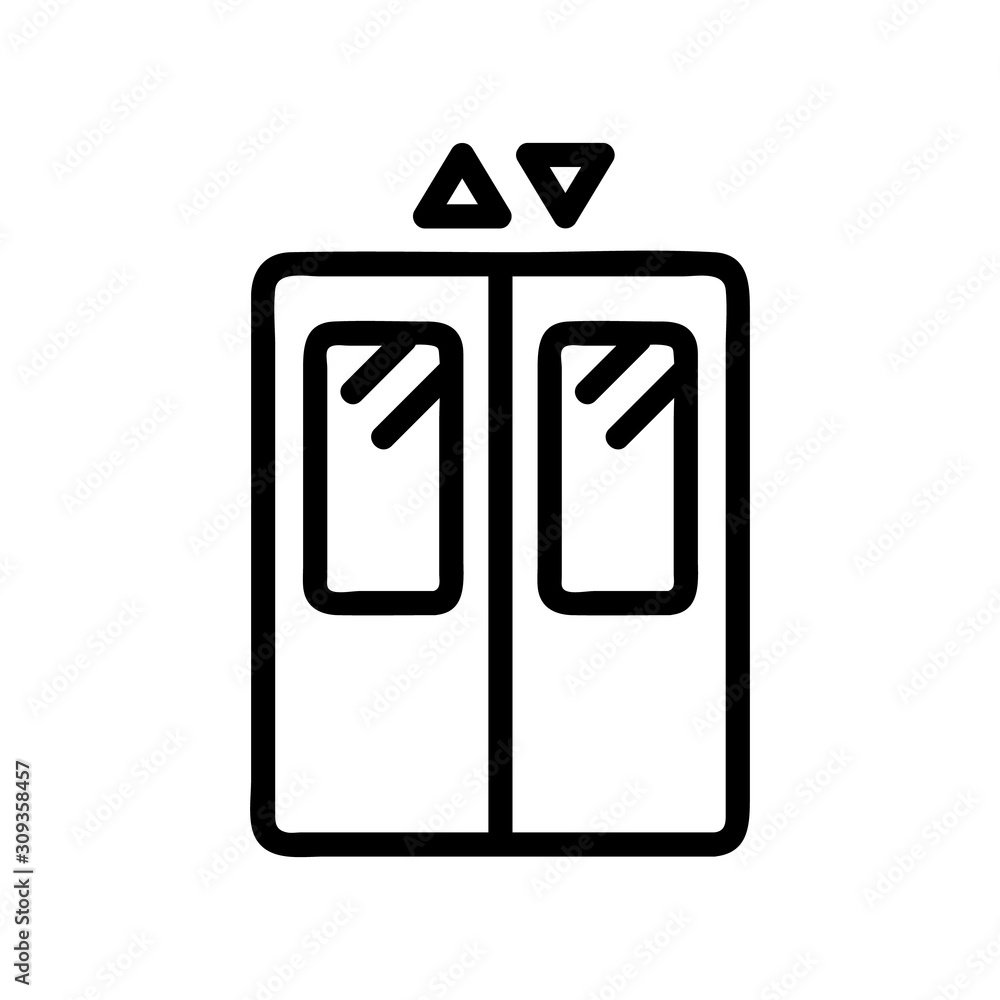 Elevator door icon vector. A thin line sign. Isolated contour symbol illustration Elevator door icon vector. A thin line sign. Isolated contour symbol illustration