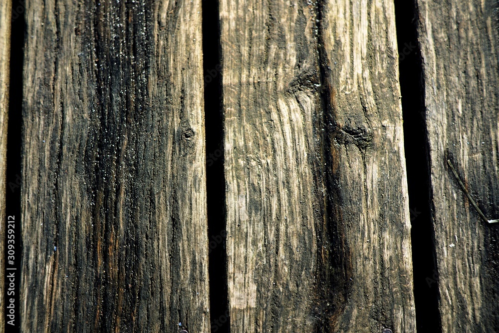 Obraz premium wooden surface. structural old boards. dark cracks and cracks are visible.