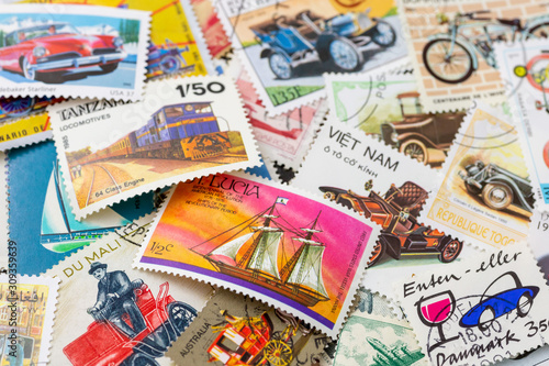 外国切手 乗り物の切手 photo