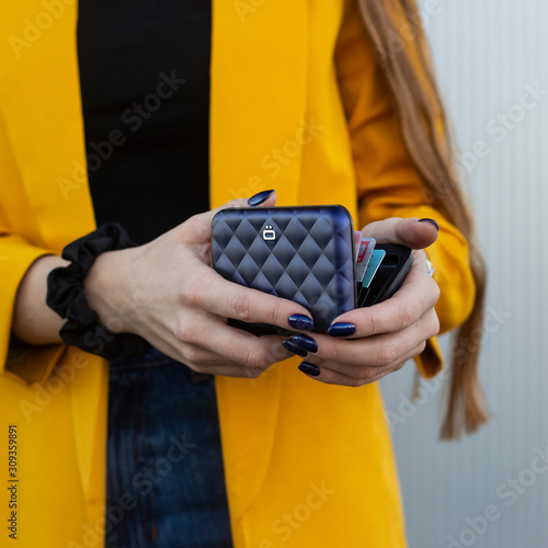 elegant woman with wallet