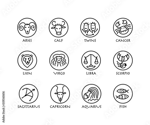 Zodiacal set with astrology signs for your design