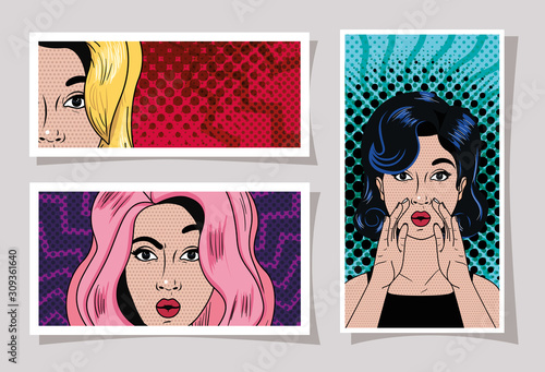 Retro and pop art women vector design