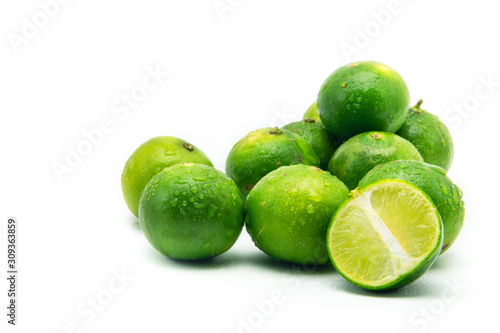 Fresh lime with isolated on white background.