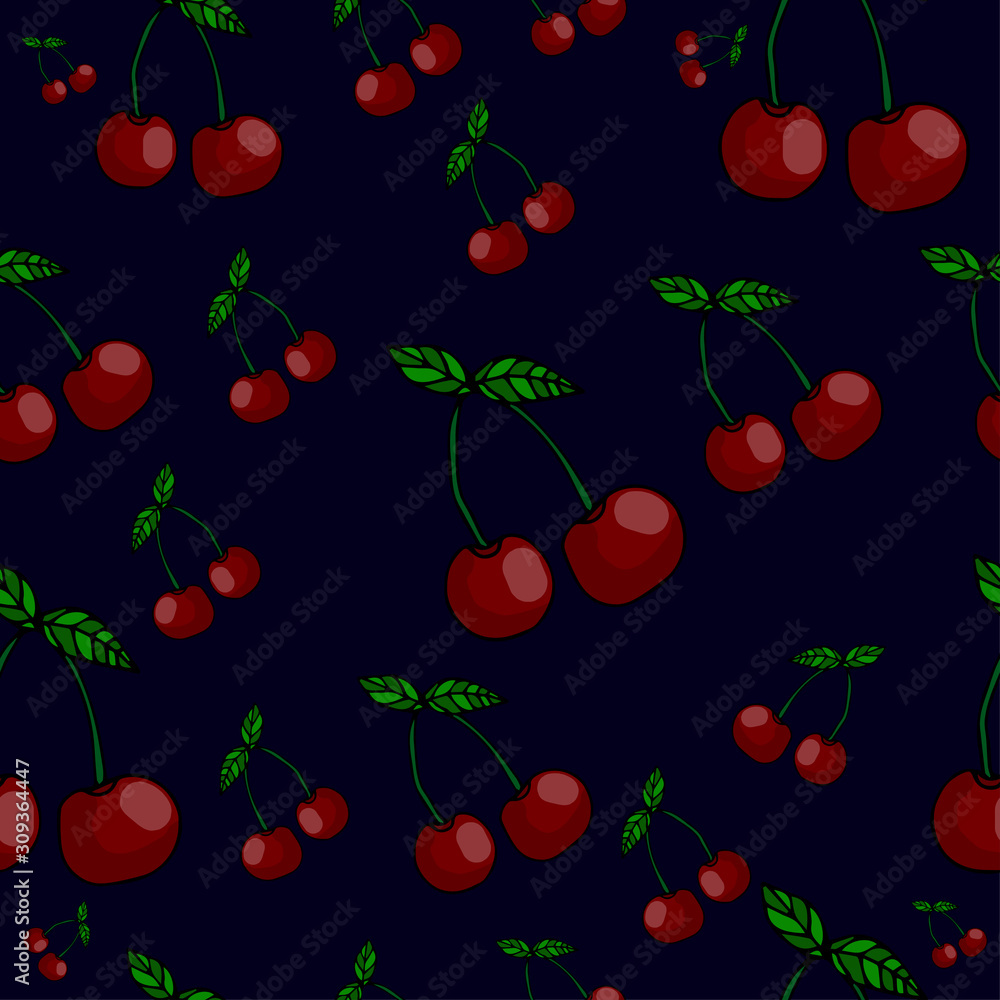 Cute seamless pattern.Cherry icons on a beautiful background. Elements for your design. Cute seamless pattern.Cherry icons on a beautiful background. Elements for your design.