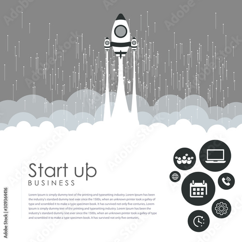 Creative illustration of business startup black and white concept