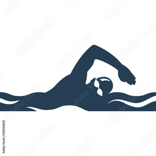Fototapeta Swimming black silhouette
