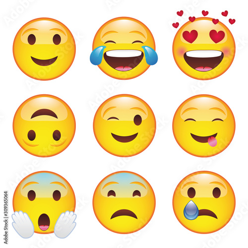 Set of Emoticons. Set of Emoji. Smile icons.