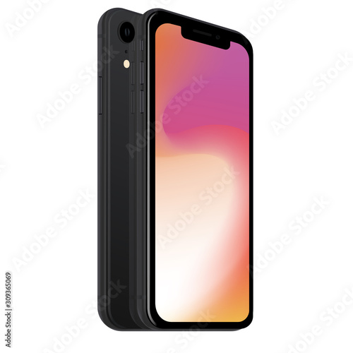 Realistic, modern smart phone on isolated 