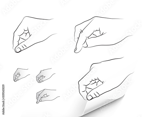 Set of hand signs with different angles. Can be use for your design, promo, adv and etc. Possibility for packaging design. EPS10.