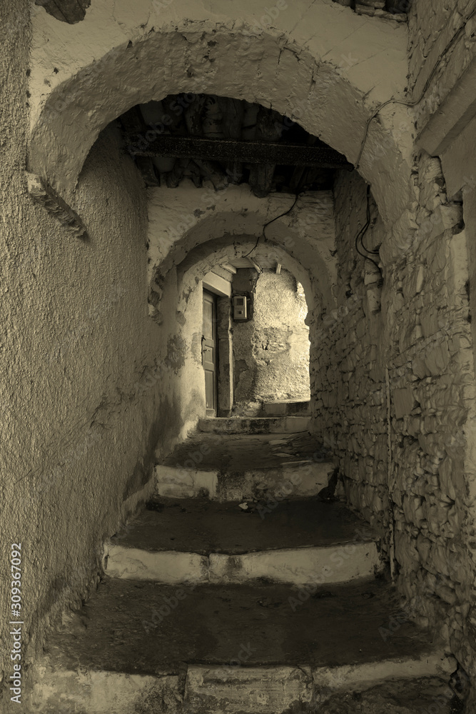 In the alleys of Naxos city in Greece