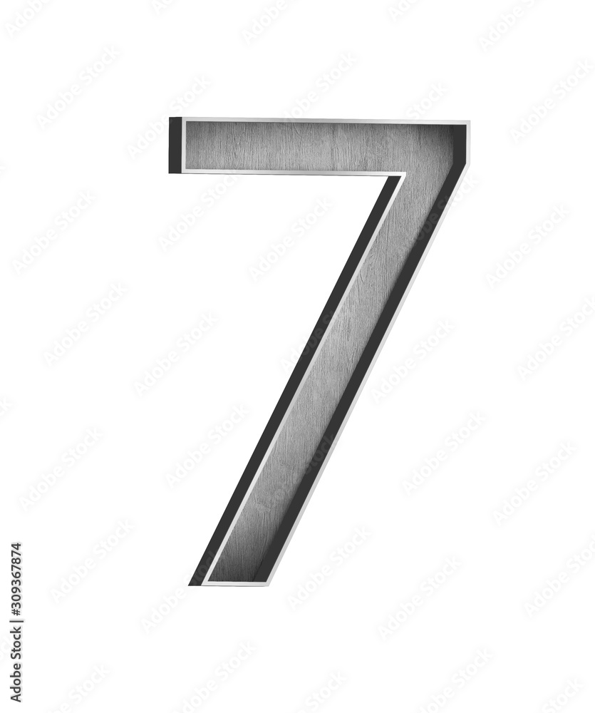 wooden letter with metal outer frame NUMBER 7 wooden letter with metal outer frame NUMBER 7