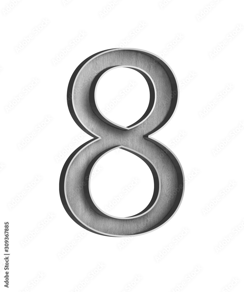 wooden letter with metal outer frame NUMBER 8 wooden letter with metal outer frame NUMBER 8