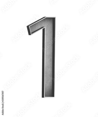  wooden letter with metal outer frame NUMBER 1