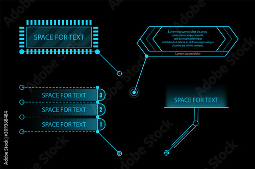 Callouts titles.Technologic information framework. Modern digital panels. Frame, templates for text. Vector objects on isolated background.