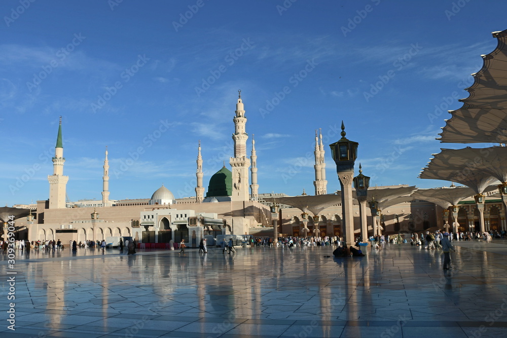 Medina/Saudi Arabia - 13 December 2019: Prophet Mohammed Mosque, Al Masjid an Nabawi - Medina - Saudi Arabia