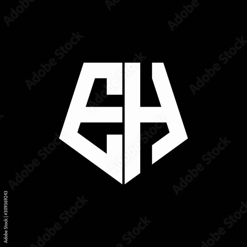 EH logo monogram with pentagon shape style design template