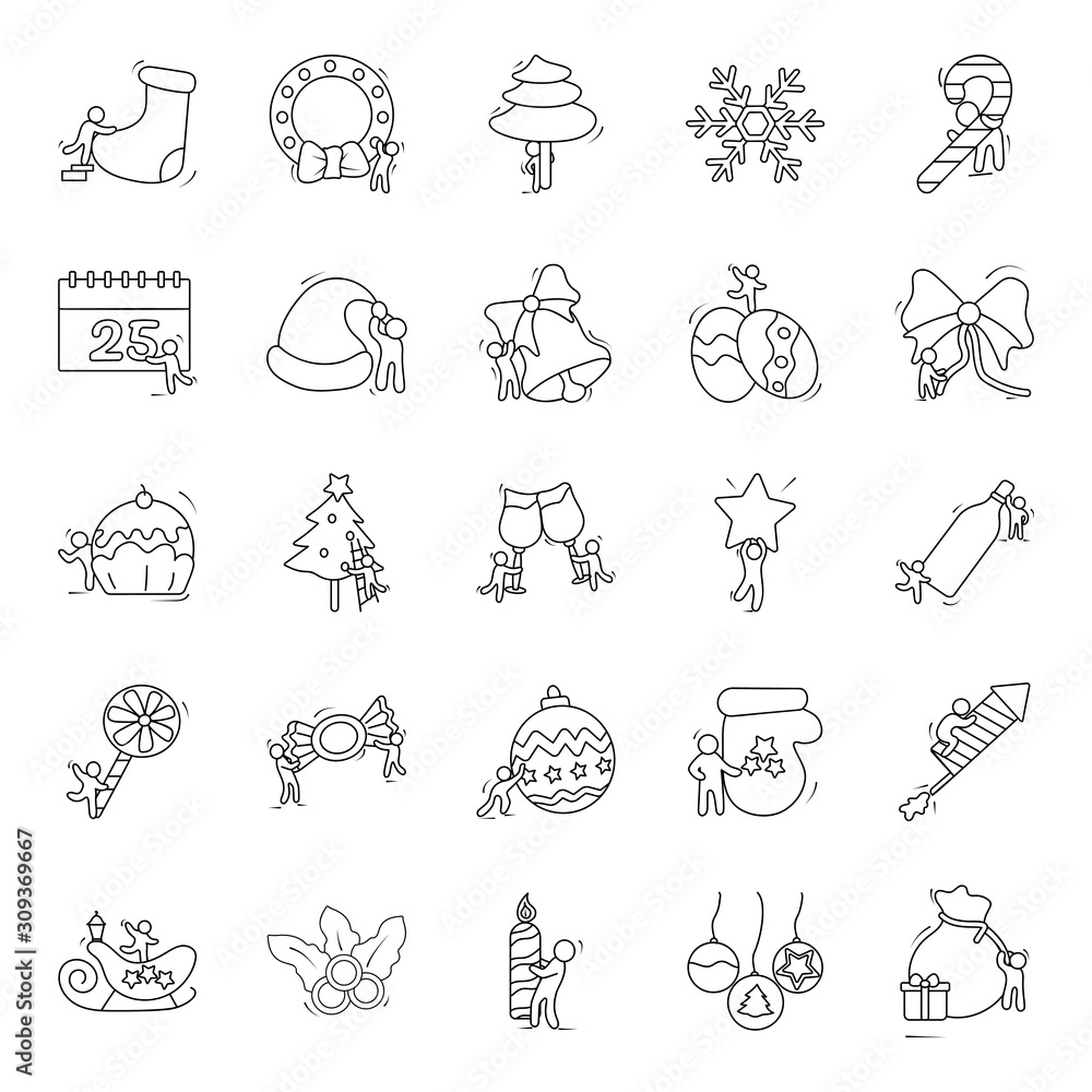 Pack Of Christmas Line Icons 
