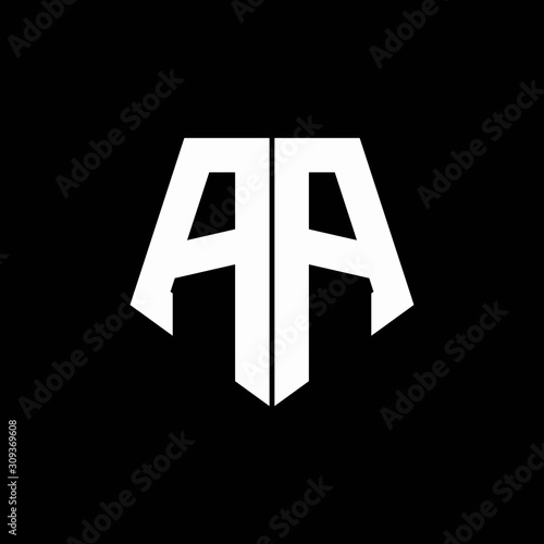 AA logo monogram with pentagon shape style design template